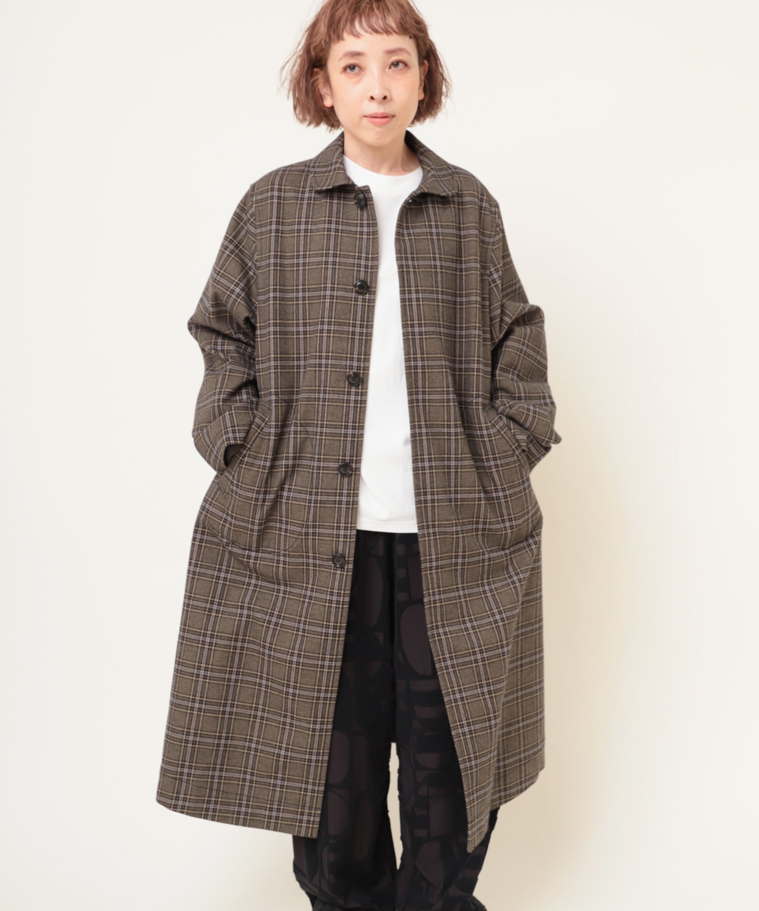 C0765 ヘビーコットンチェックコート