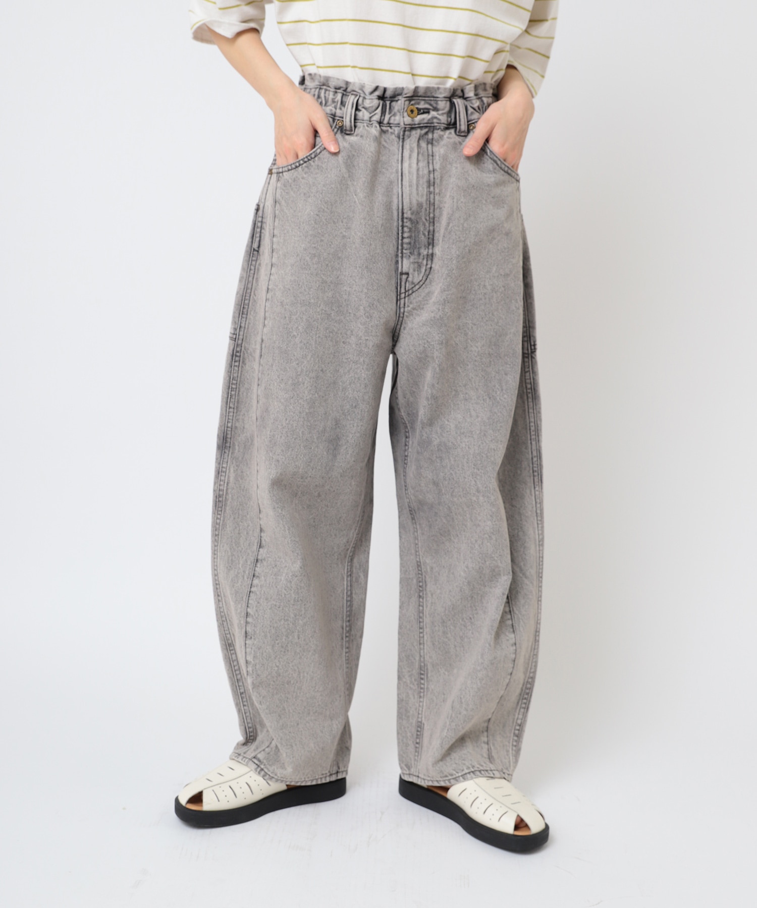 R4314 ケミカル加工のワイドストレートパンツ